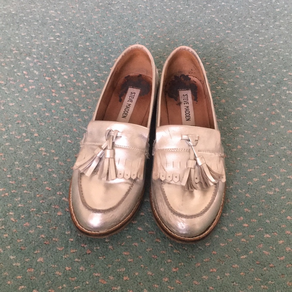 Steve madden Silver loafers
